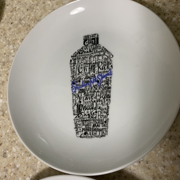 Crate and Barrel drink themed dessert plates. Set of 4. No chips or cracks. - Picture 4 of 5